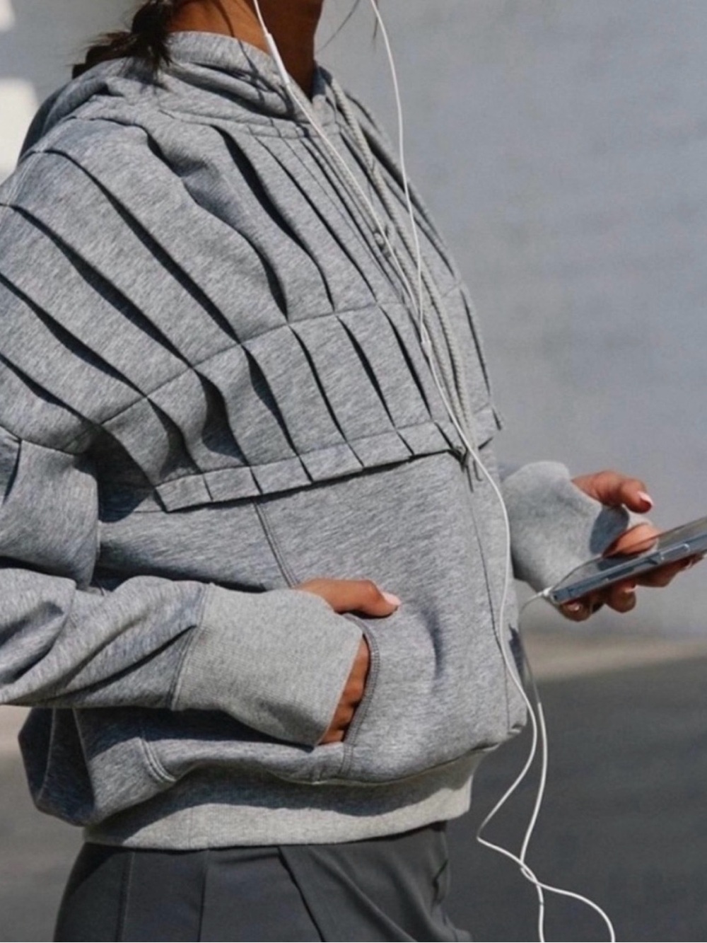 Free People Gray Ribbed Hooded Sweater - Picture 2 of 7